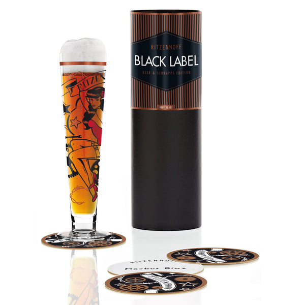 Black Label beer glass M. Binz F14