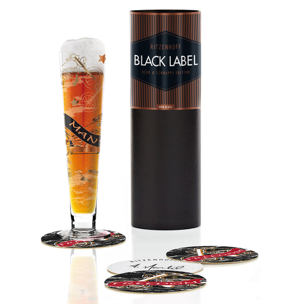 Black Label beer glass A. Mendil F15