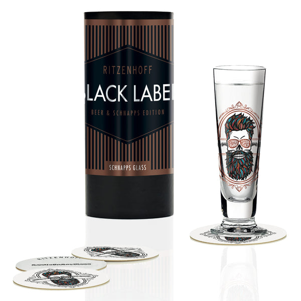 Black Label schnapps glass S. Sevillano 2017 A