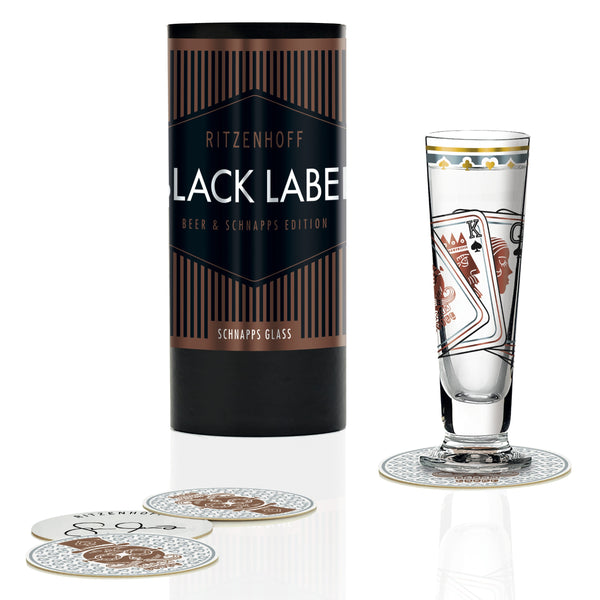 Black Label schnapps glass S. Morawetz 2018 A